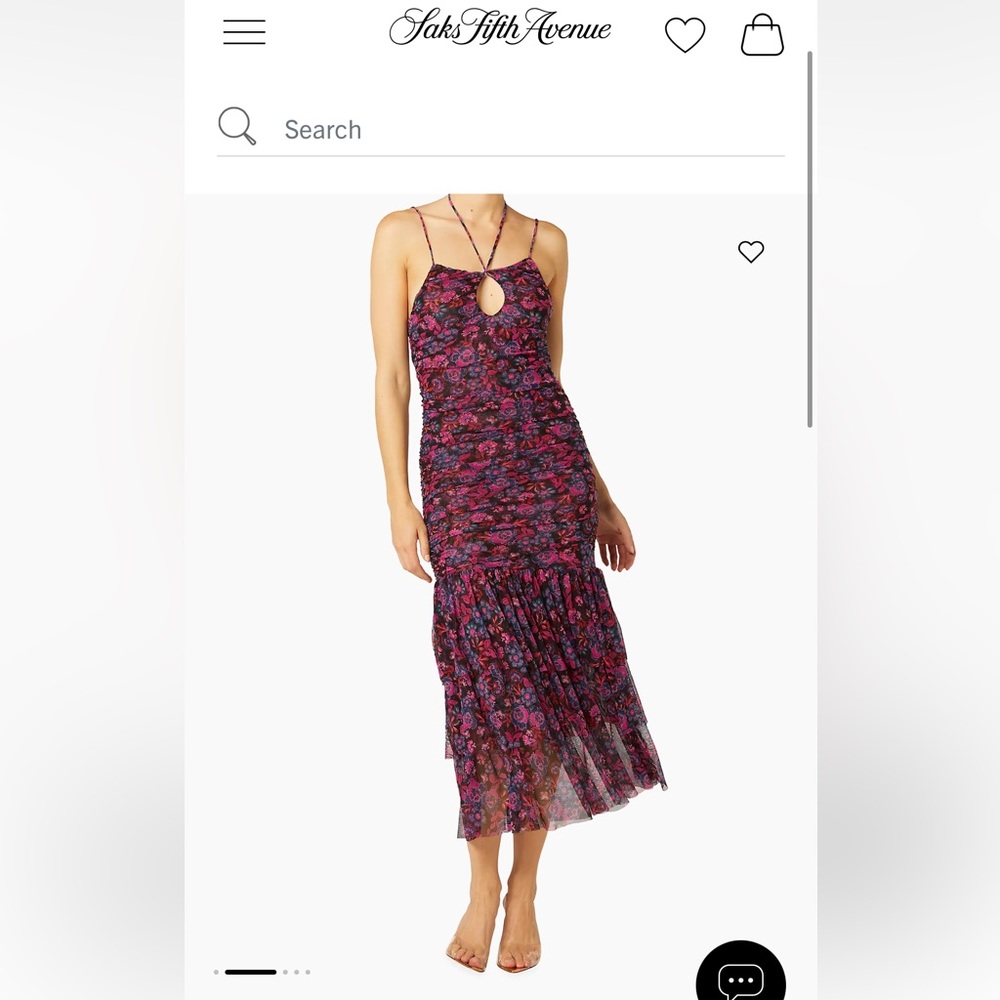 NWT. MISA Las Angeles - Women's Nicola Shirred Floral Midi-Dress. size medium.